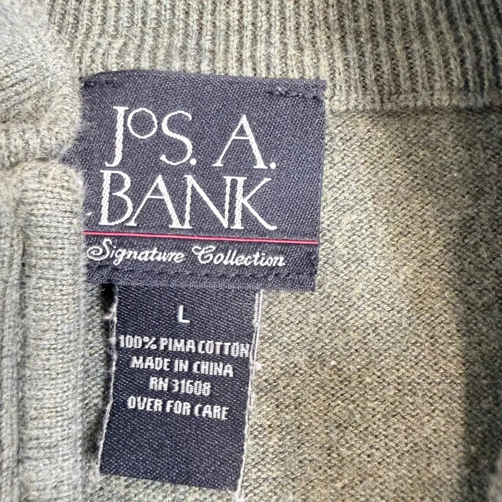 Jos A Bank Signature Collection Mens Large Sage Green 100% Pima‎ Cotton 1/4 Zip